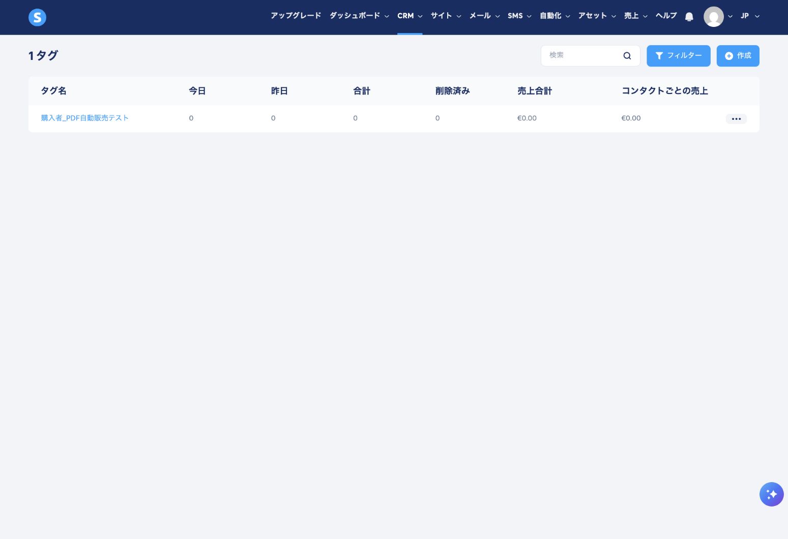 systeme.ioで購入者タグが完成した状態